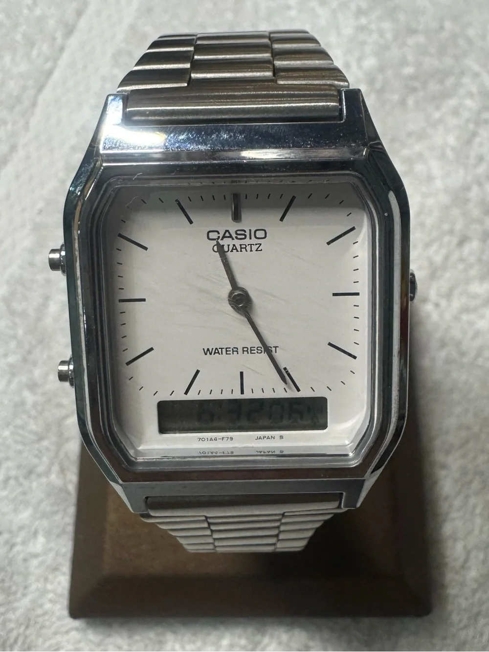 Casio Silver and White Hybrid Dial Watch
